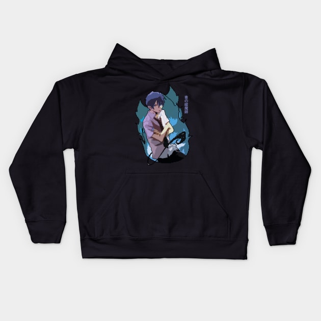 Blue Exorcist Rin Okumura PixelArt Kids Hoodie by BleizerShtorn